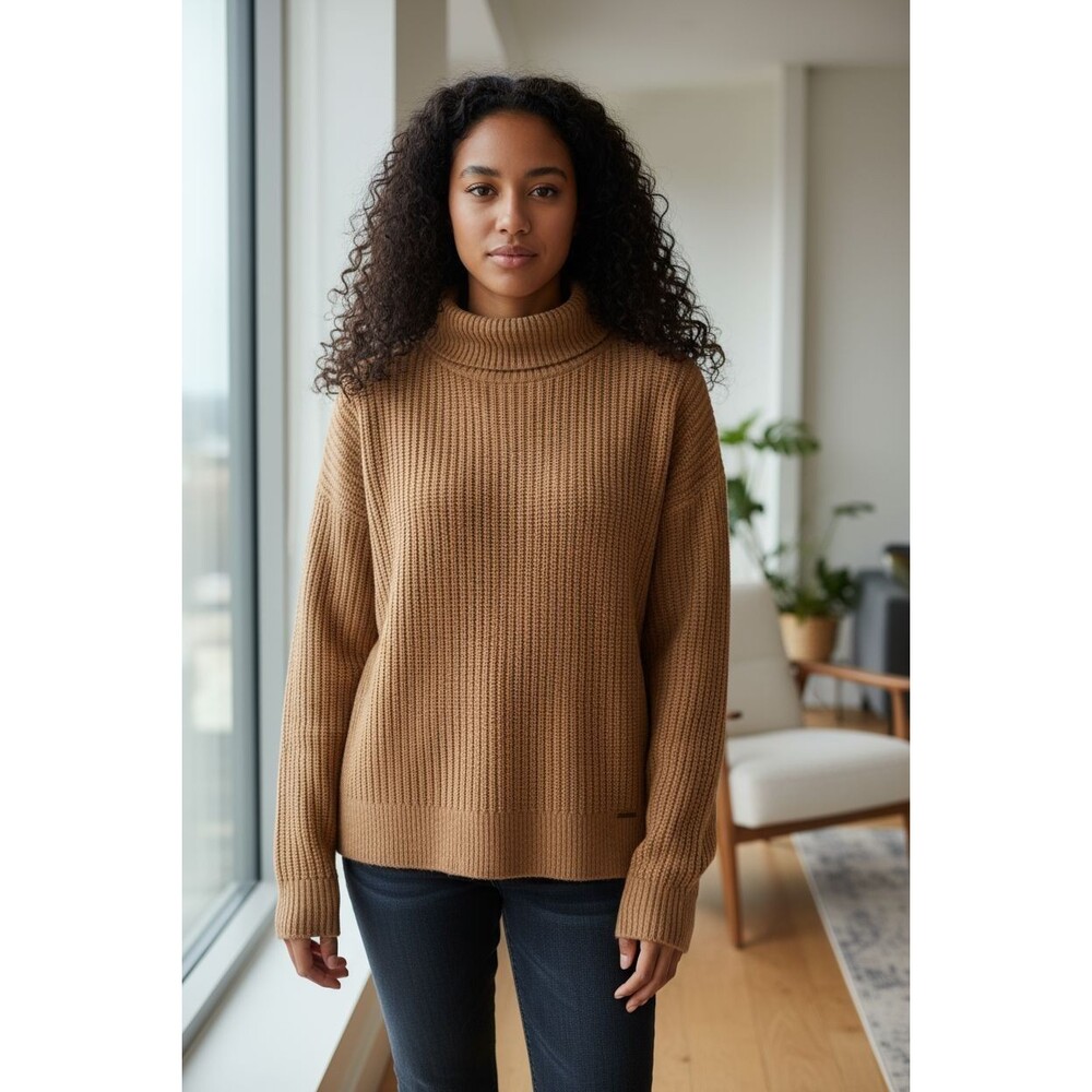 Abercrombie & Fitch XS Cable Knit Fisherman Brown Minimalist